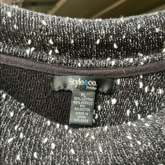 Style&Co Stylish Black and Gray Knit Poncho - Picture 4 of 5